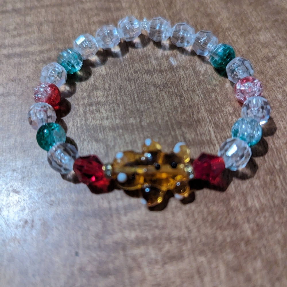 Gingerbread beaded stretch bracelet